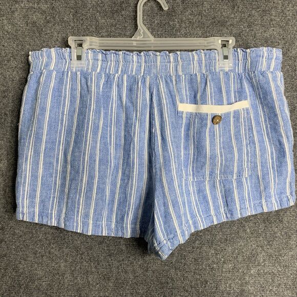 Blue Striped High Waist Women Shorts - Picture 4 of 8